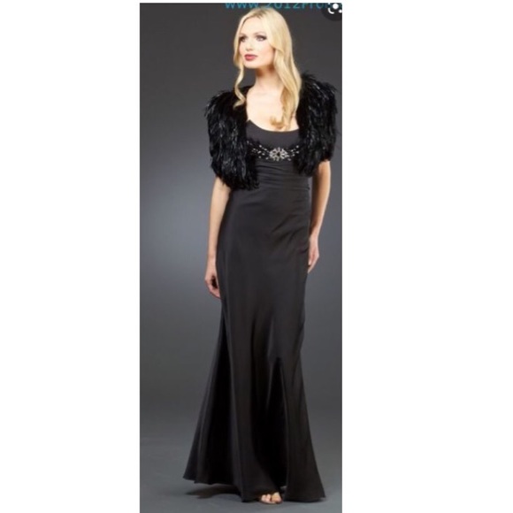 Mignon embellished rooster feather bolero gown - Picture 2 of 8